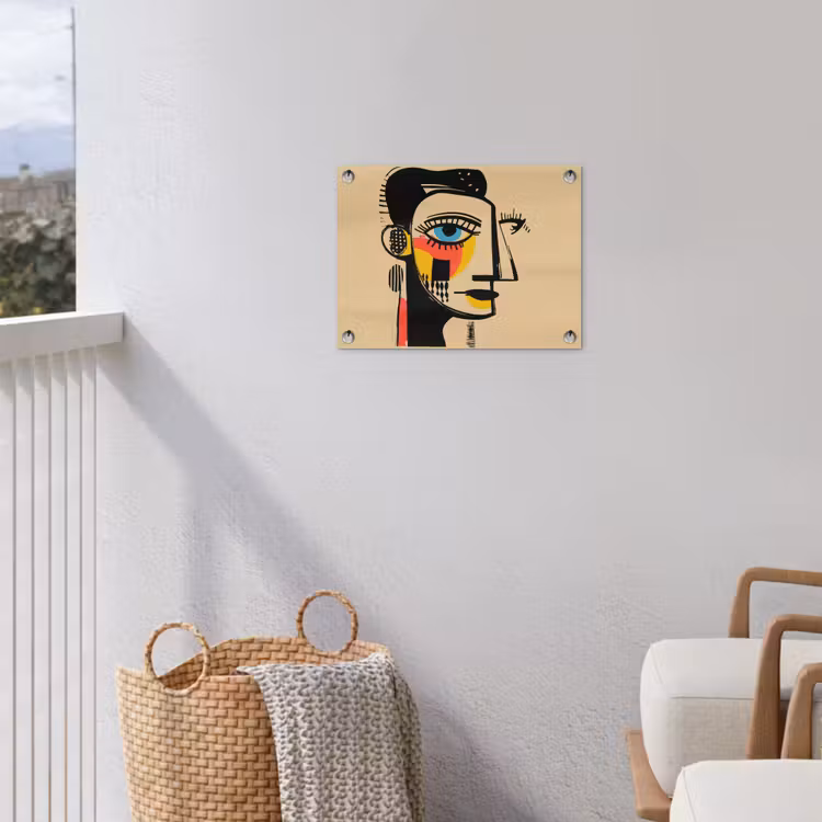 Geometrisch - Felle kleuren - Kubistische stijl tuinposter los doek klein -sfeer8