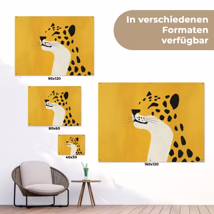 Cheetah - Illustratie - Geel tuinposter los doek klein -Xsfeer9_DE