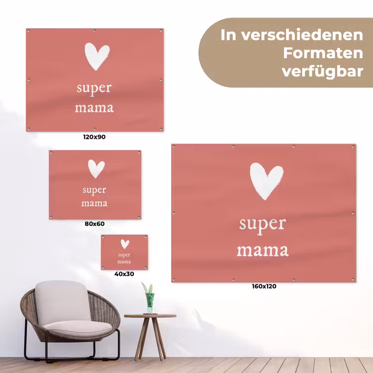 Presentje voor Moederdag super mama roze/wit tuinposter los doek klein -Xsfeer9_DE