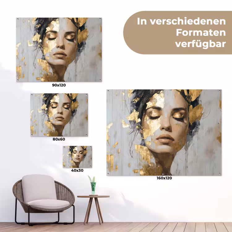 Sierlijk - Vrouw - Goud - Ogen tuinposter los doek klein -Xsfeer9_DE