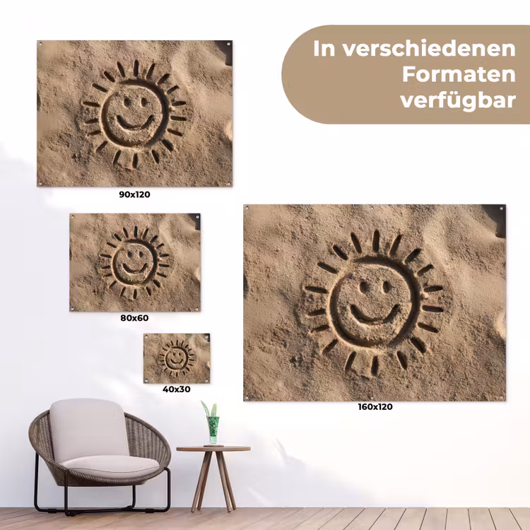 Gezichtje - Zon - Zand - Getekend tuinposter los doek klein -Xsfeer9_DE
