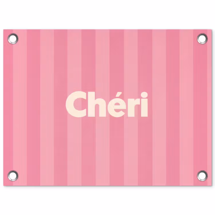 Gestreept - Roze - Chéri tuinposter los doek klein -3d