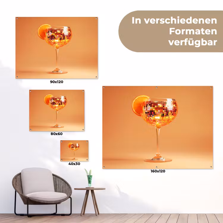 Drank - Oranje - Glitter - Disco tuinposter los doek klein -Xsfeer9_DE
