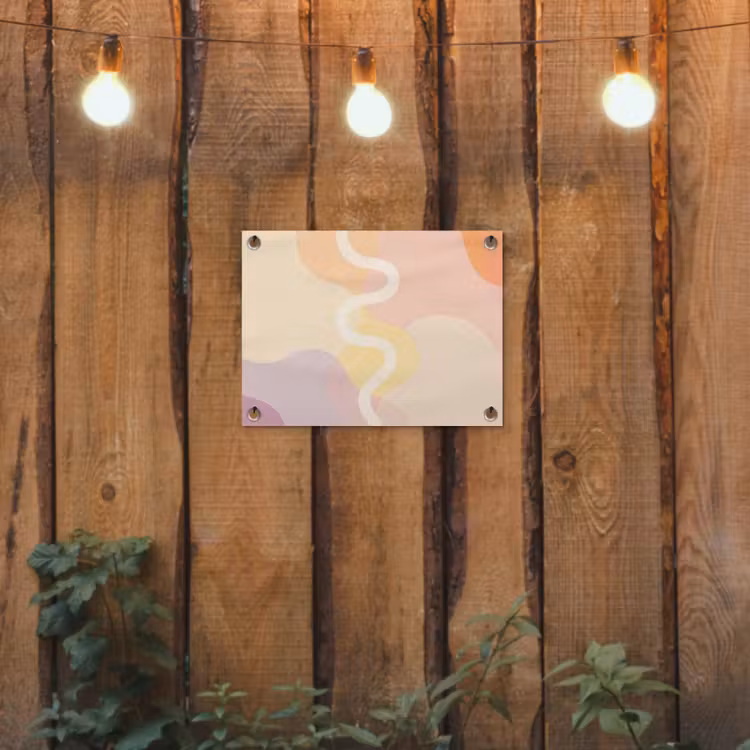 Golvende vormen - Abstract - pastel tuinposter los doek klein -sfeer1