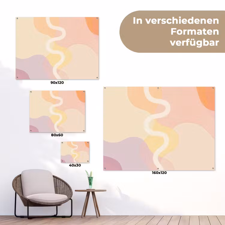 Golvende vormen - Abstract - pastel tuinposter los doek klein -Xsfeer9_DE