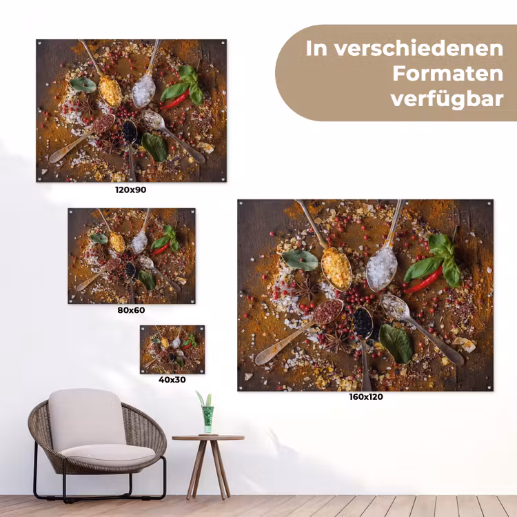 Specerijen - Kruiden - Lepels - Zout - Bruin - Keuken tuinposter los doek klein -Xsfeer9_DE