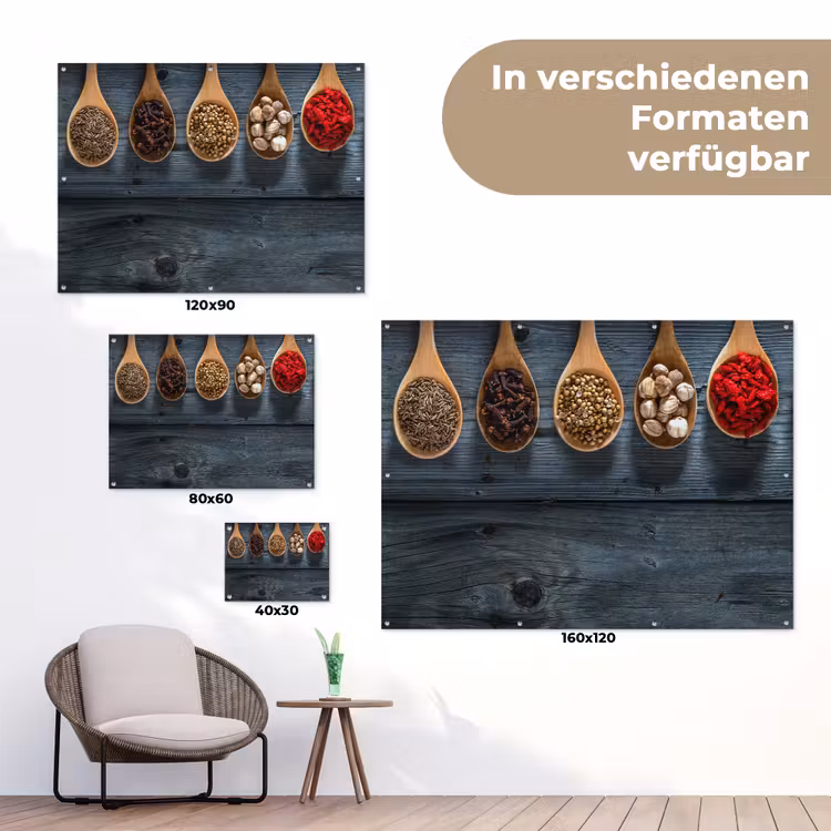 Kruiden - Lepels - Hout - Keuken - Specerijen - Industrieel tuinposter los doek klein -Xsfeer9_DE