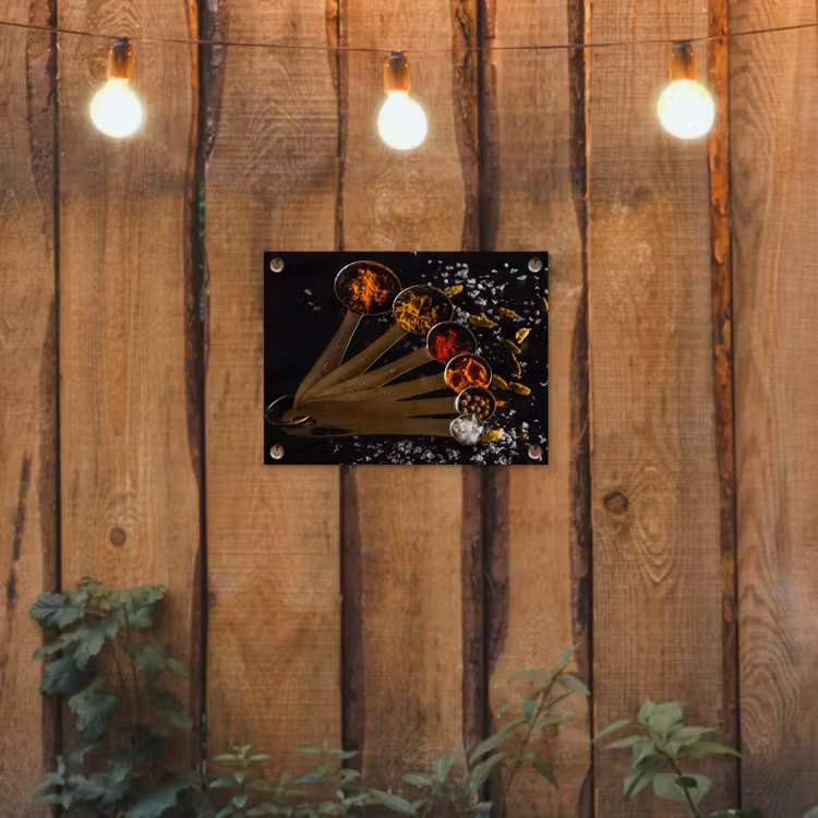 Kruiden - Lepels - Zout - Specerijen - Zwart tuinposter los doek klein -sfeer1