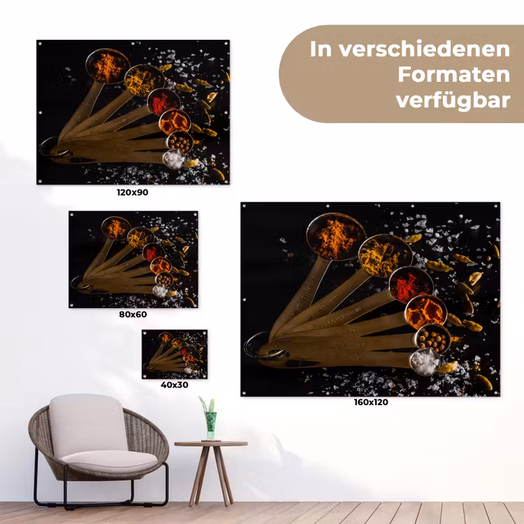 Kruiden - Lepels - Zout - Specerijen - Zwart tuinposter los doek klein -Xsfeer9_DE