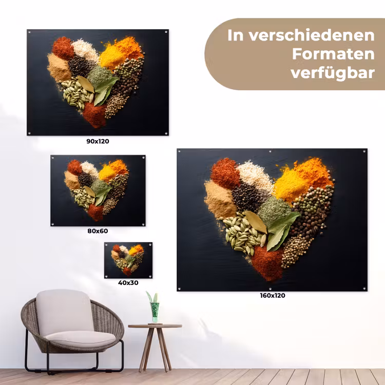 Specerijen - Mix - Hartvorm - Zwart tuinposter los doek klein -Xsfeer9_DE
