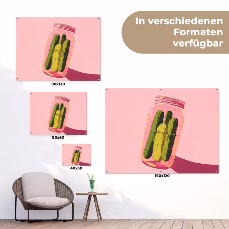 Augurken - Pot - Schaduw - Roze tuinposter los doek klein -Xsfeer9_DE