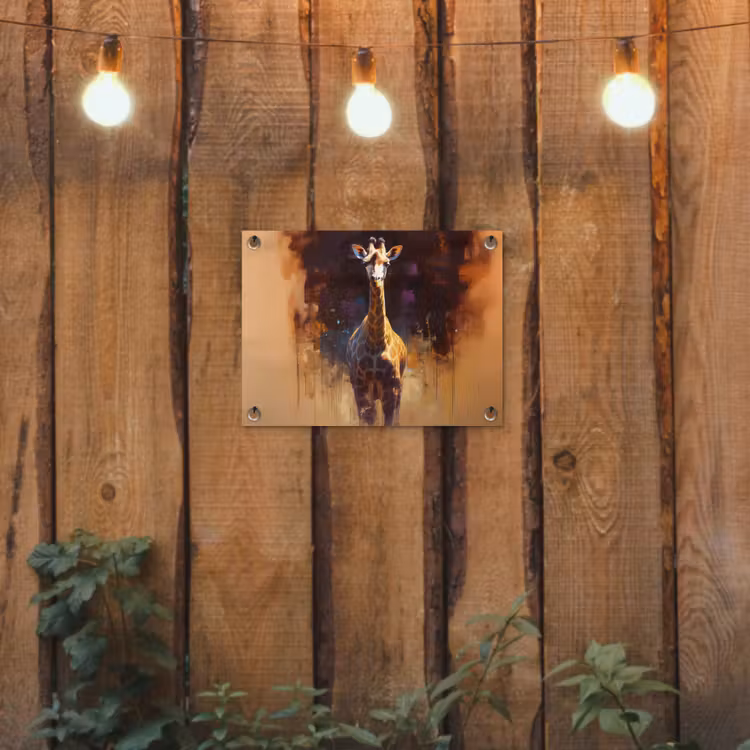 Giraf - Bruin - Abstract - Geschilderd tuinposter los doek klein -sfeer1