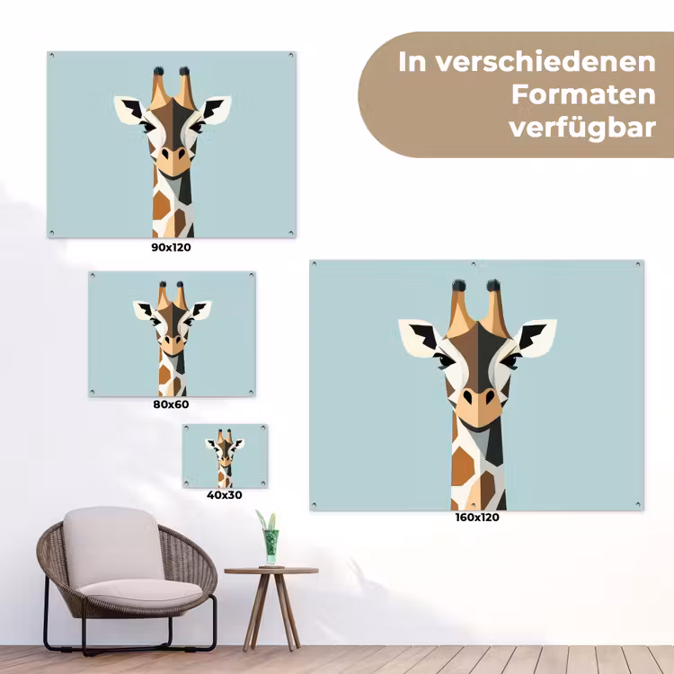 Giraffe - Illustratie - Bruin - Minimalistisch tuinposter los doek klein -Xsfeer9_DE