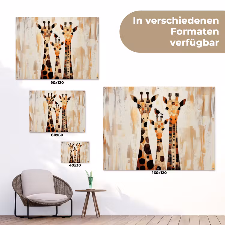 Giraffen - Cartoon - Crème tuinposter los doek klein -Xsfeer9_DE
