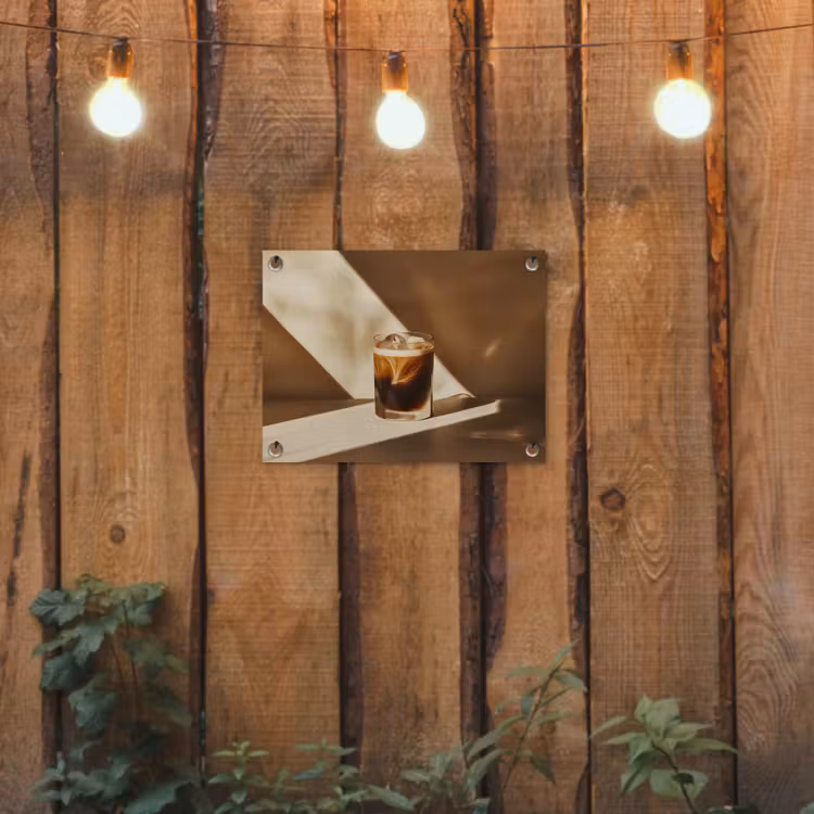 Glas - Ijskoffie - Schaduw - Bruin tuinposter los doek klein -sfeer1