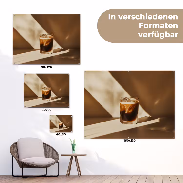 Glas - Ijskoffie - Schaduw - Bruin tuinposter los doek klein -Xsfeer9_DE