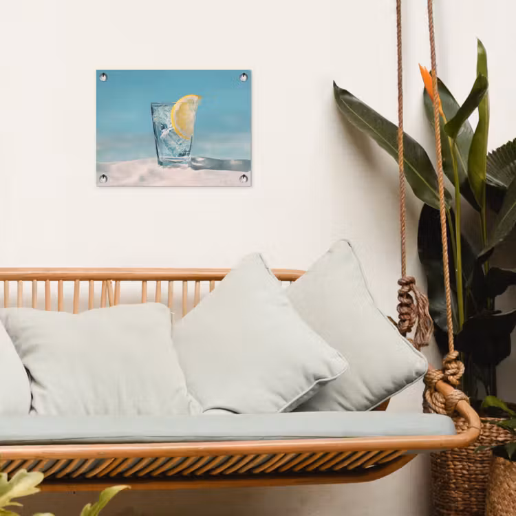 Glas - ijsblokjes - Citroen tuinposter los doek klein -sfeer7