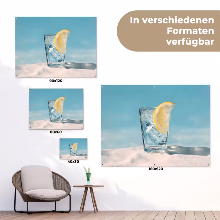 Glas - ijsblokjes - Citroen tuinposter los doek klein -Xsfeer9_DE