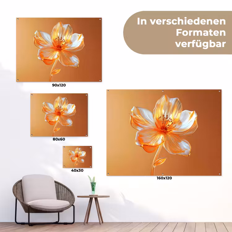 Glazen - Bloem - Oranje tuinposter los doek klein -Xsfeer9_DE