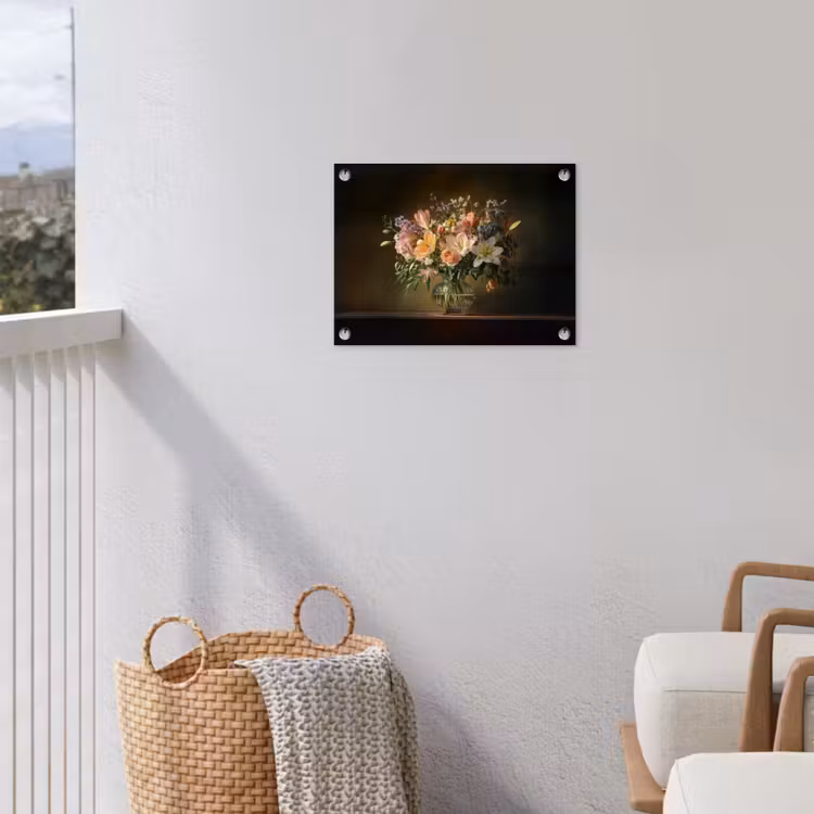 Glazen - Bloemen - Boeket - Kleuren tuinposter los doek klein -sfeer8