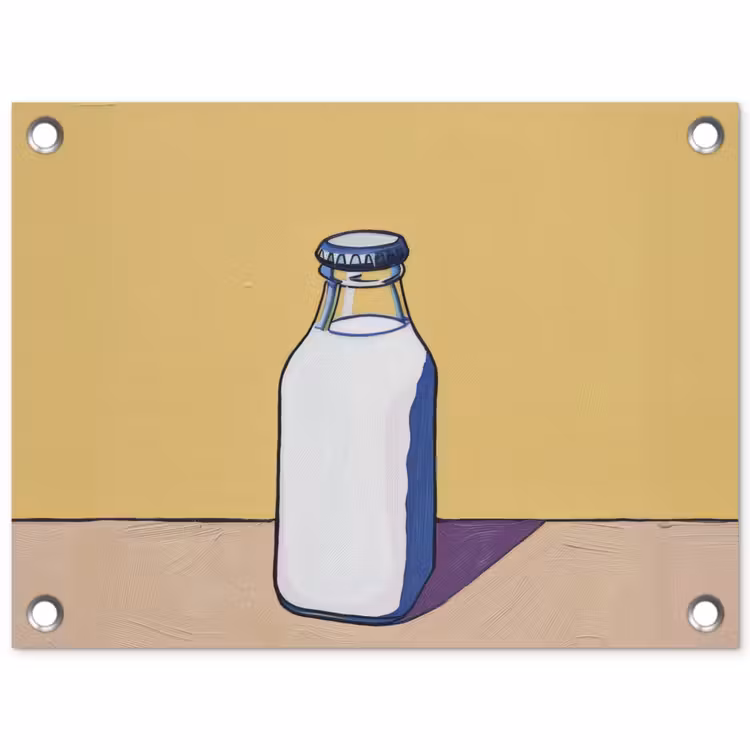 Glazen - Fles - Illustratie - Melk tuinposter los doek klein -3d