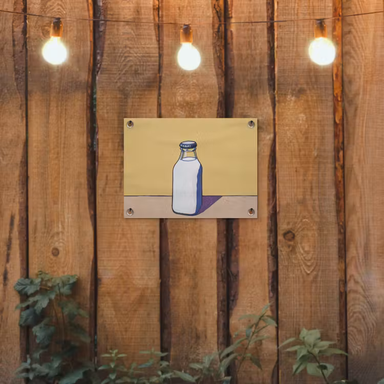 Glazen - Fles - Illustratie - Melk tuinposter los doek klein -sfeer1