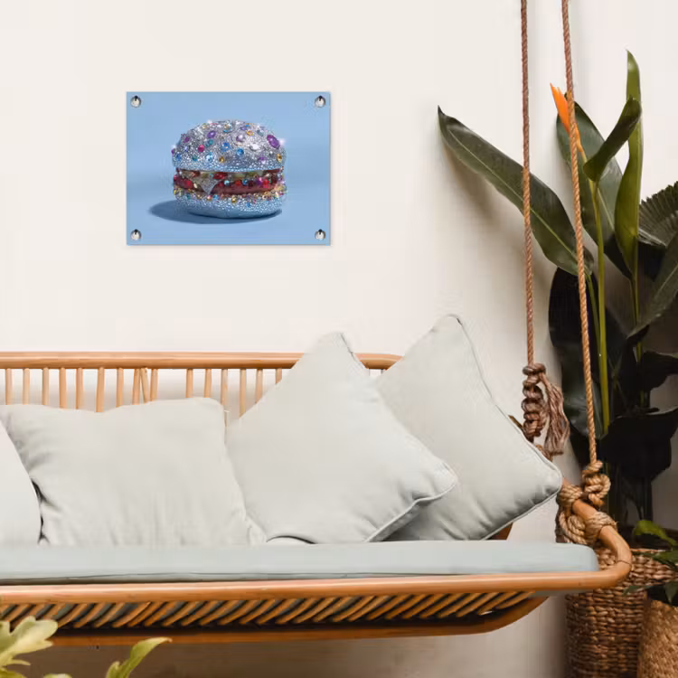 Glitters - Hamburger - Blauw tuinposter los doek klein -sfeer7
