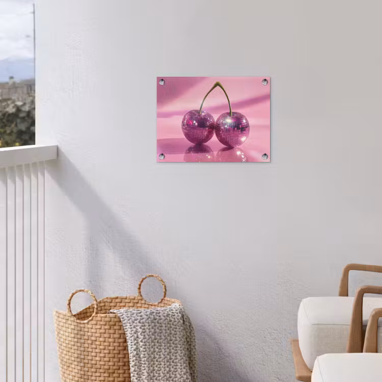 Glitter - Discobol - Roze - Kersen tuinposter los doek klein -sfeer8