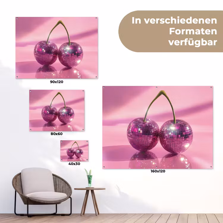 Glitter - Discobol - Roze - Kersen tuinposter los doek klein -Xsfeer9_DE