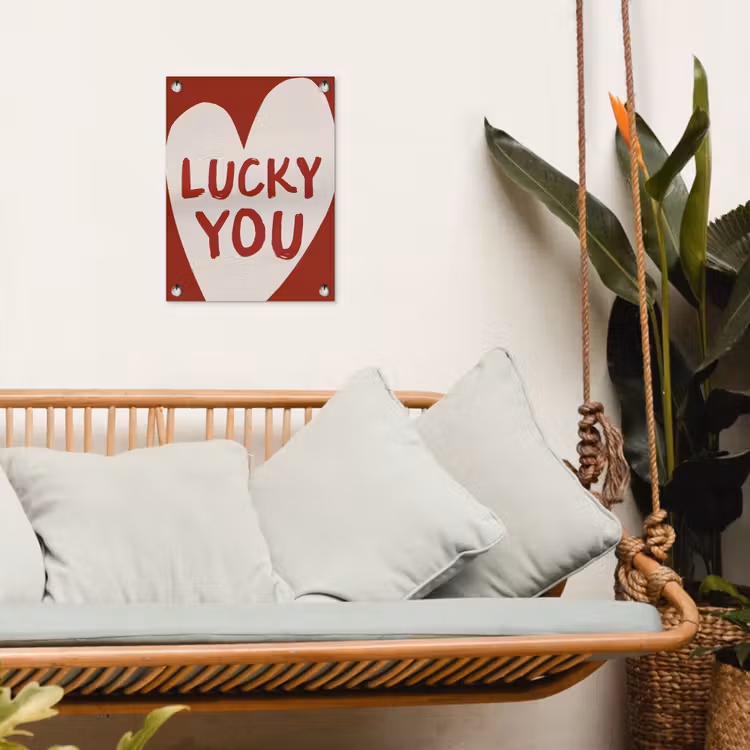 Lucky - Hart - Rood tuinposter los doek klein -sfeer7