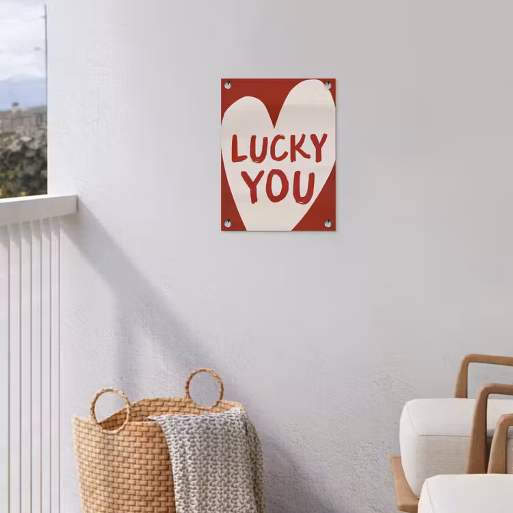 Lucky - Hart - Rood tuinposter los doek klein -sfeer8