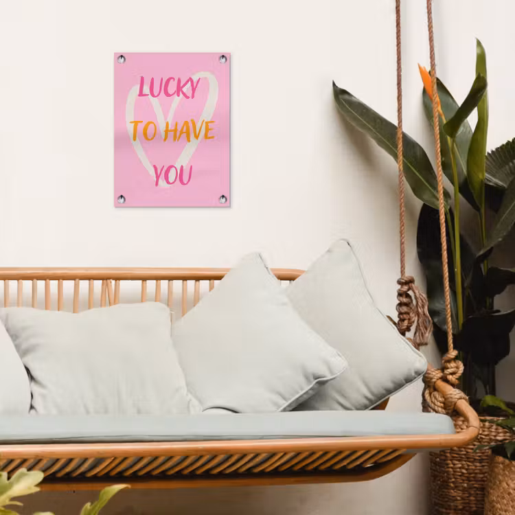 Lucky - Love - Valentijn - Roze tuinposter los doek klein -sfeer7