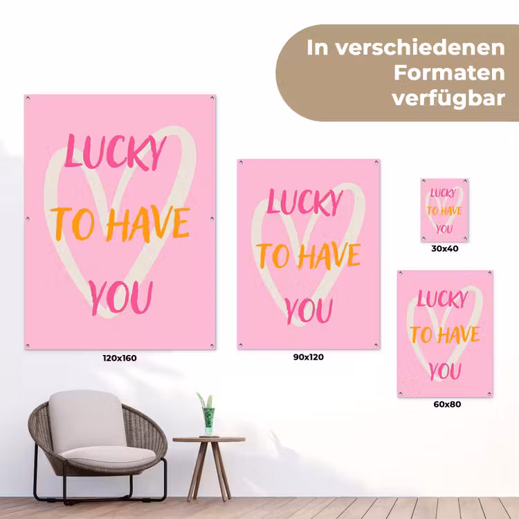 Lucky - Love - Valentijn - Roze tuinposter los doek klein -Xsfeer9_DE