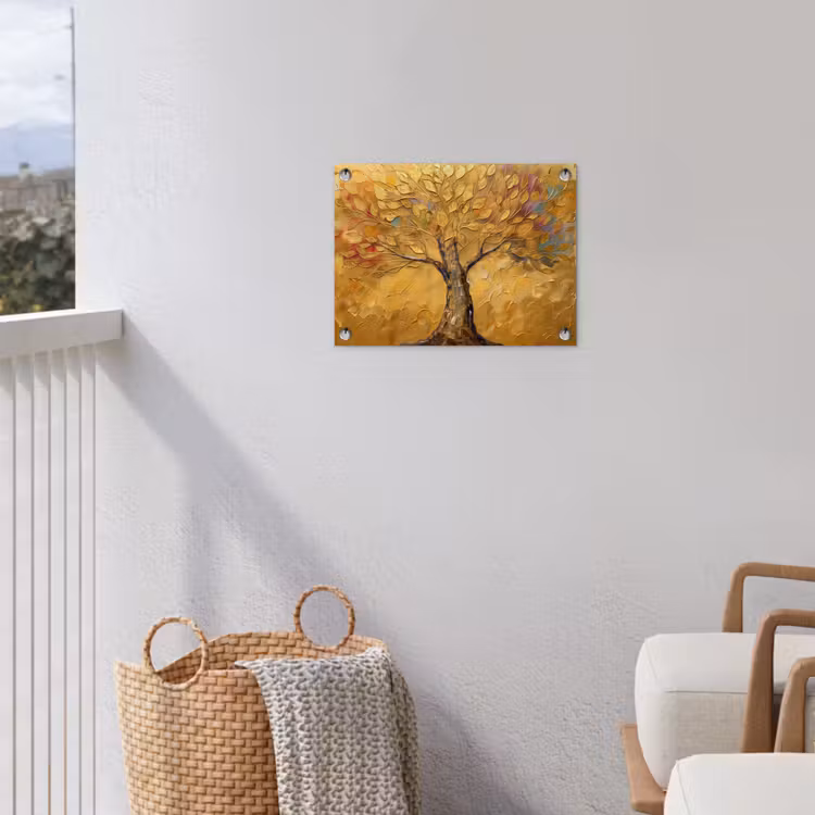 Goud - Boom - Abstract - Modern tuinposter los doek klein -sfeer8