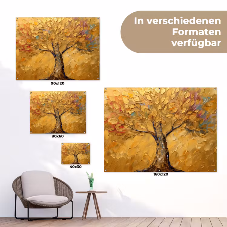 Goud - Boom - Abstract - Modern tuinposter los doek klein -Xsfeer9_DE