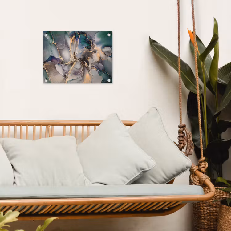 Goud - Blauw - Marmer tuinposter los doek klein -sfeer7