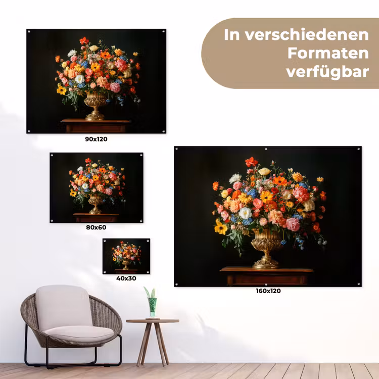 Goud - Bloemen - Kleuren - Vaas tuinposter los doek klein -Xsfeer9_DE