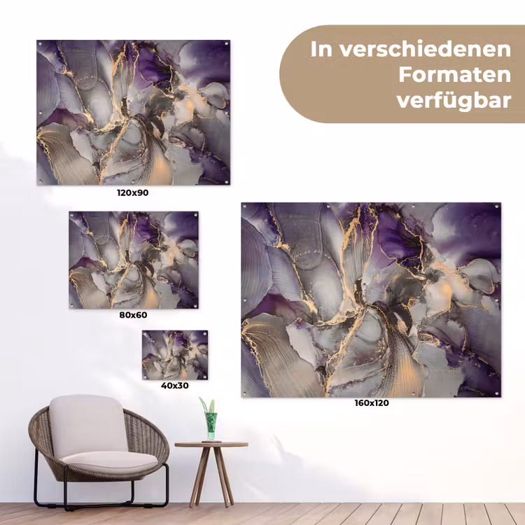 Goud - Paars - Marmer tuinposter los doek klein -Xsfeer9_DE