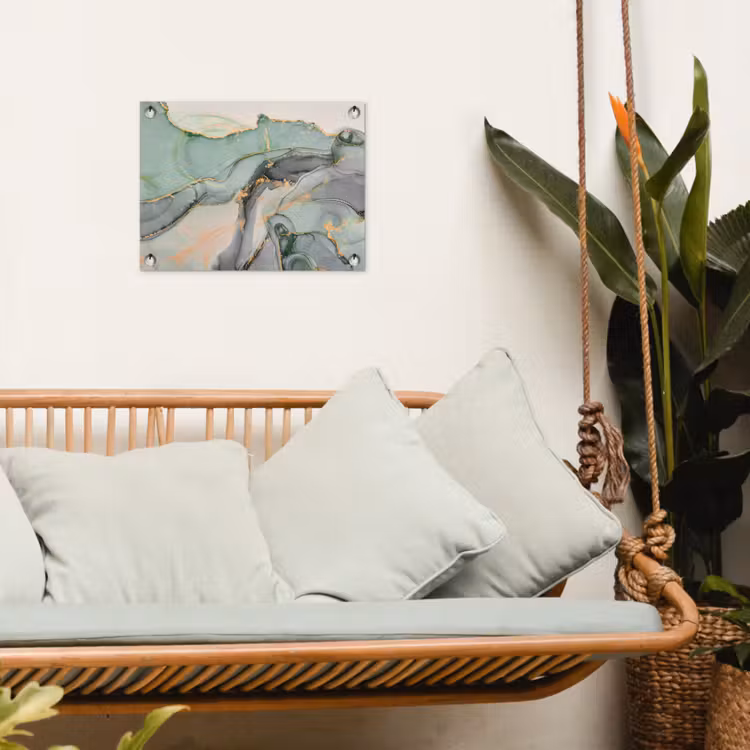 Goud - Marmer - Groen - luxe - Glitter - Marmerlook tuinposter los doek klein -sfeer7
