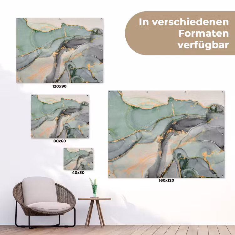 Goud - Marmer - Groen - luxe - Glitter - Marmerlook tuinposter los doek klein -Xsfeer9_DE