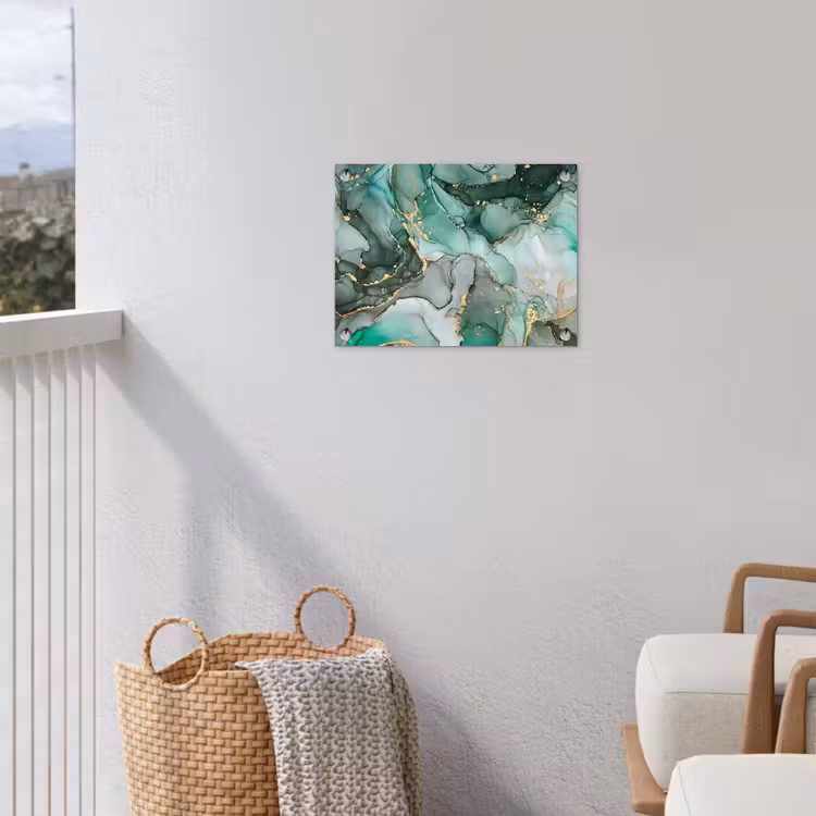 Goud - Marmer - Groen - Luxe - Marmerlook - Grijs tuinposter los doek klein -sfeer8