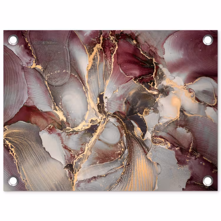 Goud - Marmer - Paars tuinposter los doek klein -3d