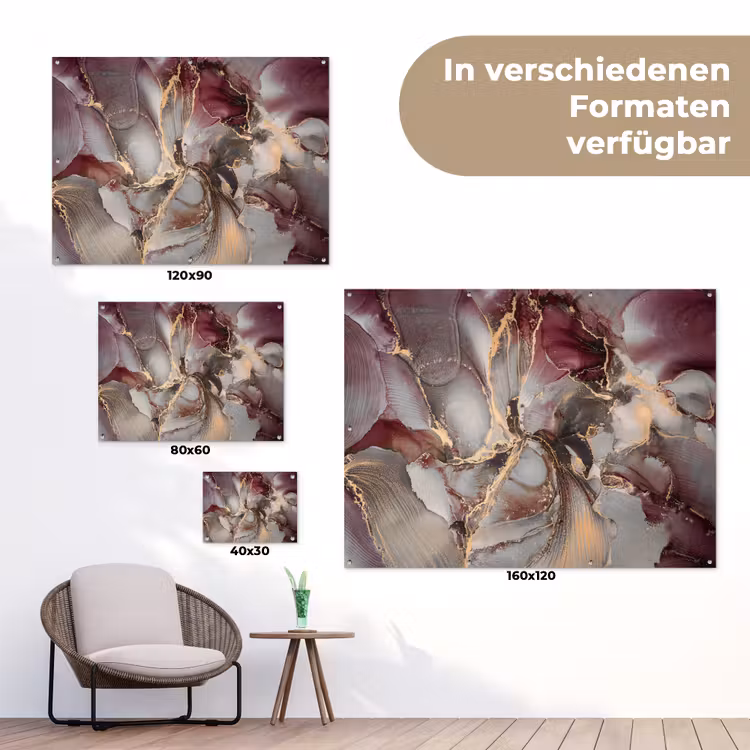 Goud - Marmer - Paars tuinposter los doek klein -Xsfeer9_DE