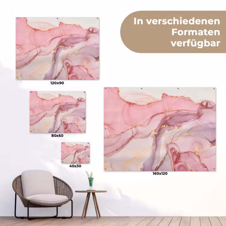 Goud - Marmer - Roze tuinposter los doek klein -Xsfeer9_DE