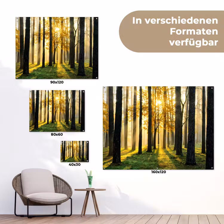 Gouden bos bij zonsopgang tuinposter los doek klein -Xsfeer9_DE