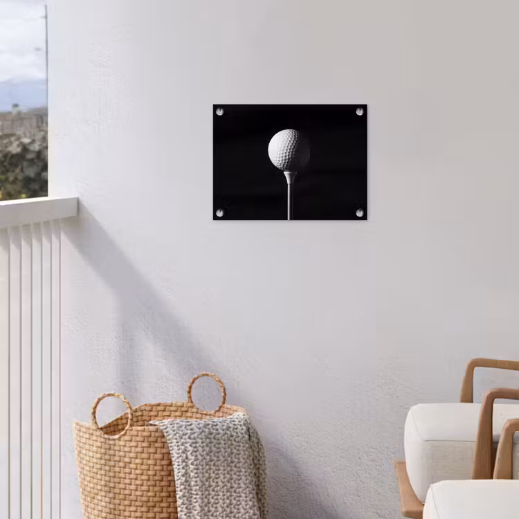 Golfbal - Minimalistisch - Wit tuinposter los doek klein -sfeer8