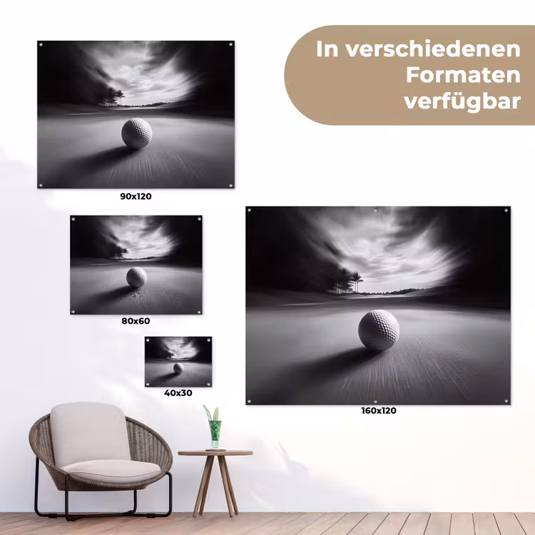 Golfbal - Wazig - Zwart tuinposter los doek klein -Xsfeer9_DE