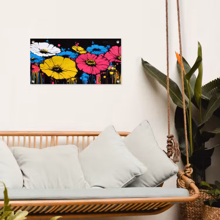 Graffiti - Bloemen - Kleur tuinposter los doek klein -sfeer7