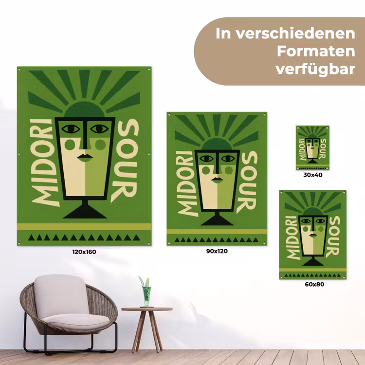 Grafisch - Art - Cocktail - Groen tuinposter los doek klein -Xsfeer9_DE