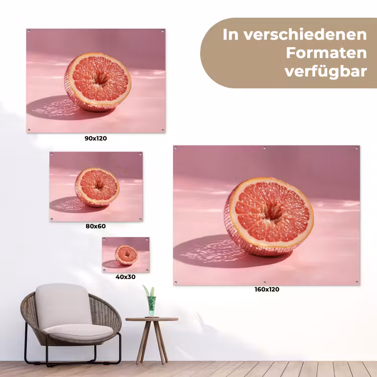 Grapefruit - Roze - Disco - Shiny tuinposter los doek klein -Xsfeer9_DE